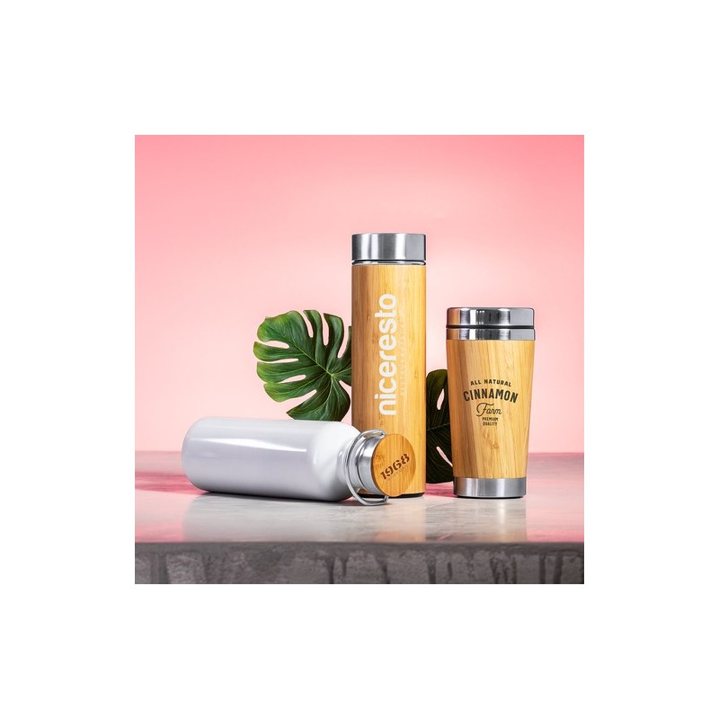 Bouteille Isotherme Éco-responsable Personnalisée 500ml en Bambou - Thermo Moltex Matières : bambou goodies publicitaire événeme