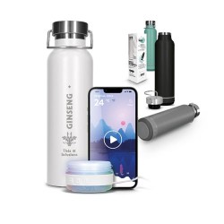 Gourde Isotherme Éco-responsable Double-Paroi Inox 60 cl avec Haut-Parleur - Personnalisée