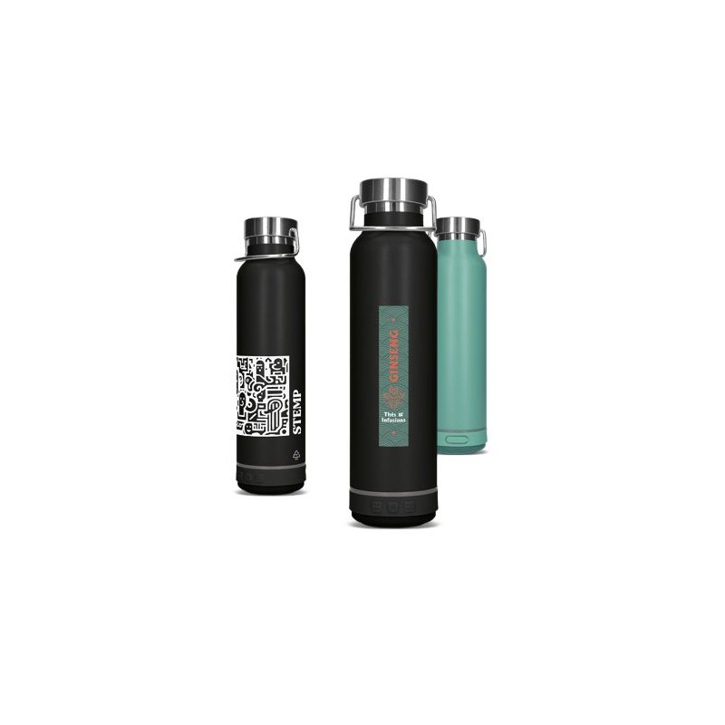 Gourde Isotherme Éco-responsable Double-Paroi Inox 60 cl avec Haut-Parleur - Personnalisée objet publicitaire robuste