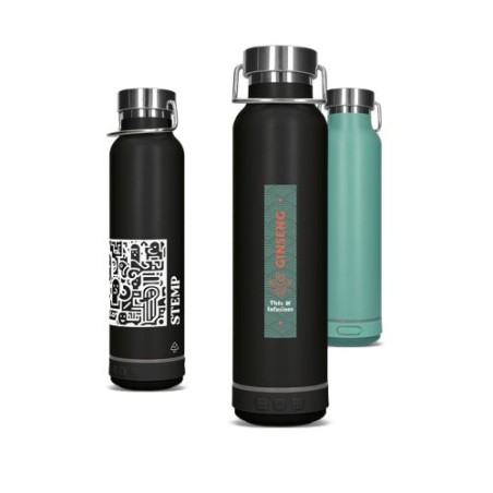 Gourde Isotherme Éco-responsable Double-Paroi Inox 60 cl avec Haut-Parleur - Personnalisée objet publicitaire robuste