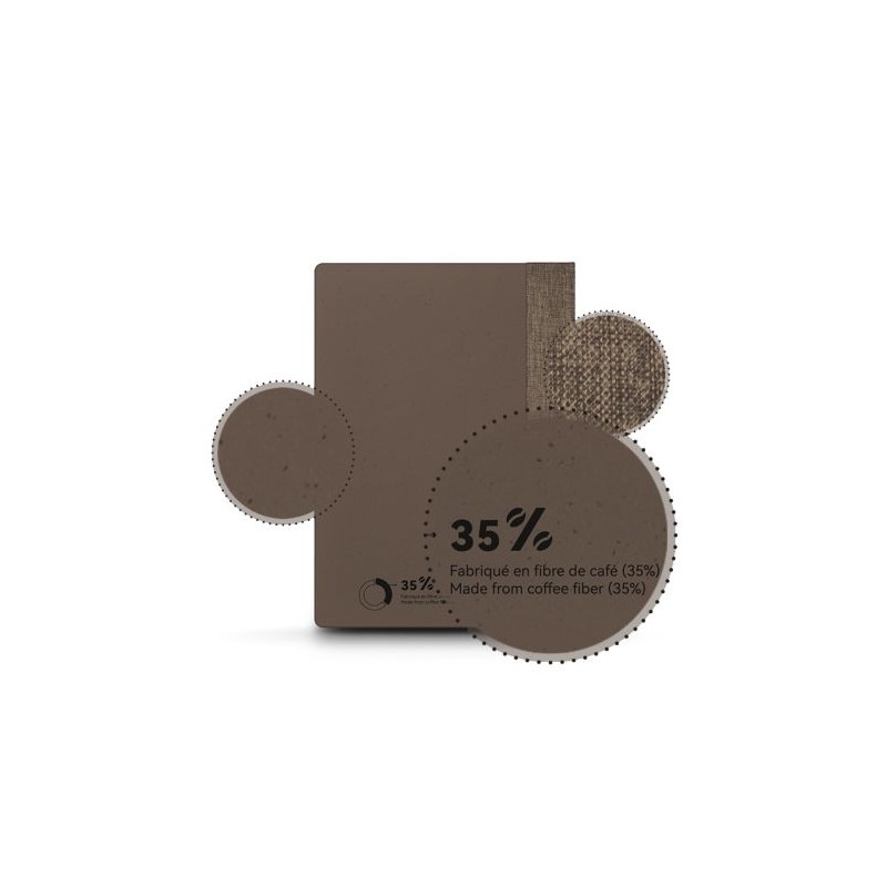 Carnet A5 Éco-responsable avec couverture en poudre de café goodies publicitaire événementiel