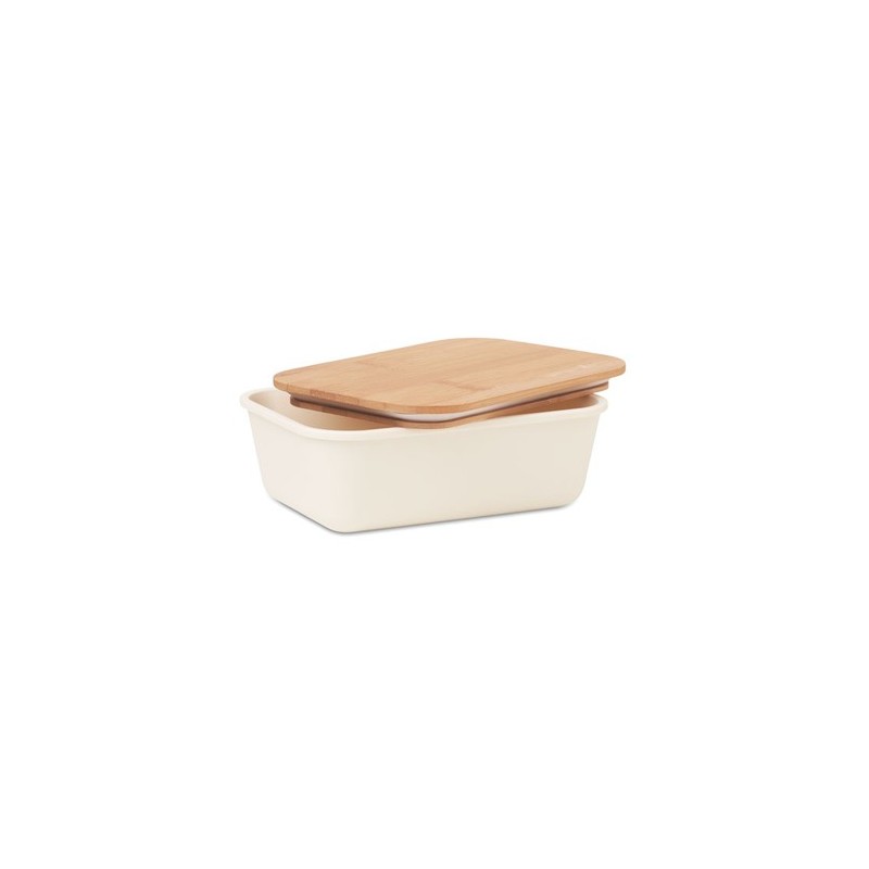 Boîte à lunch  en bambou personnalisée - THURSDAY Matières : bambou Couleurs : beige marquage laser ultra précis