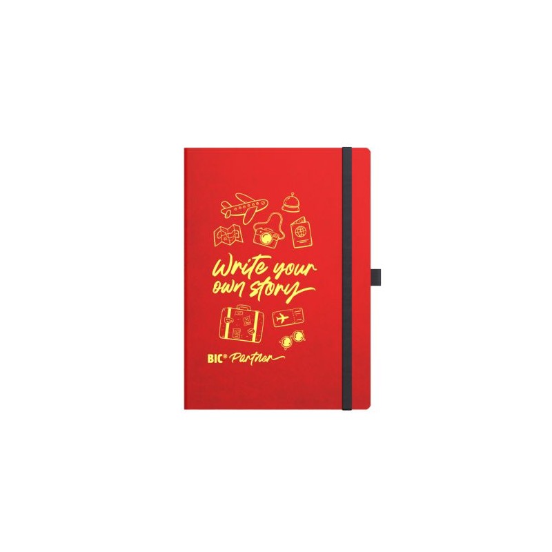 Carnet A5 personnalisé  Flex Cover BIC® Partner pas cher Matières : papier Couleurs : rouge nombre de pages : 144 pages marquage
