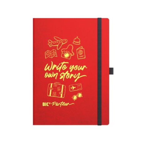 Carnet A5 personnalisé  Flex Cover BIC® Partner pas cher Matières : papier Couleurs : rouge nombre de pages : 144 pages marquage