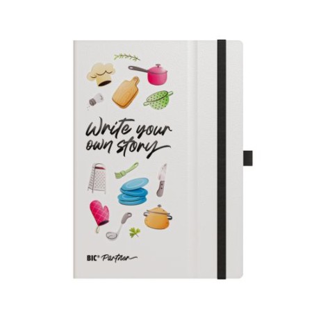 Carnet A5 personnalisé Hard Cover  BIC® Partner Matières : papier Couleurs : blanc nombre de pages : 144 pages marquage laser ul