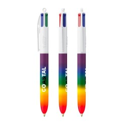 Stylo Pratique Personnalisé 4 Couleurs Rainbow Décor BIC® Matières : plastique Couleurs : blanc
