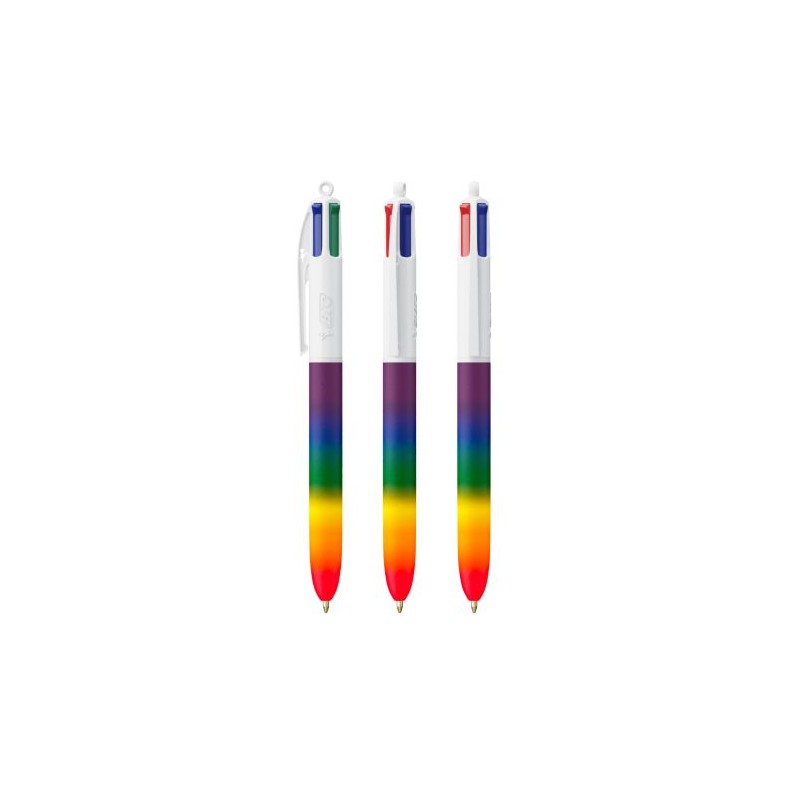 Stylo Pratique Personnalisé 4 Couleurs Rainbow Décor BIC® Matières : plastique Couleurs : blanc cadeau entreprise pas cher