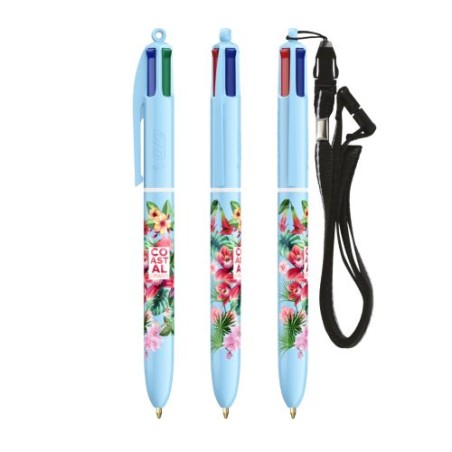 Stylo Innovant Pastel 4 Couleurs avec Lanyard BIC® Matières : plastique Couleurs : jaune pastel
