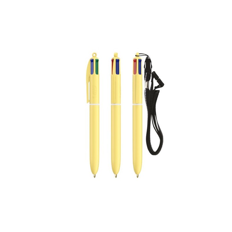 Stylo Innovant Pastel 4 Couleurs avec Lanyard BIC® Matières : plastique Couleurs : jaune pastel cadeau client original