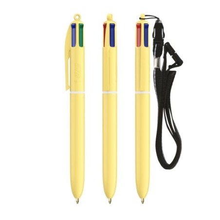 Stylo Innovant Pastel 4 Couleurs avec Lanyard BIC® Matières : plastique Couleurs : jaune pastel cadeau client original