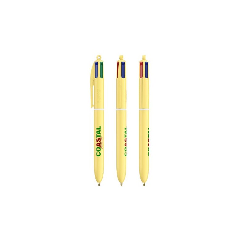 Stylo Personnalisé Unique et Créatif 4 Couleurs Pastel BIC® Matières : plastique Couleurs : jaune pastel objet promotionnel éco-
