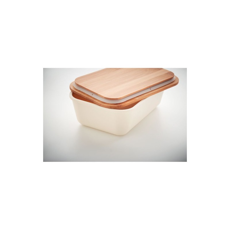 Boîte à lunch  en bambou personnalisée - THURSDAY Matières : bambou Couleurs : beige accessoire événementiel unique