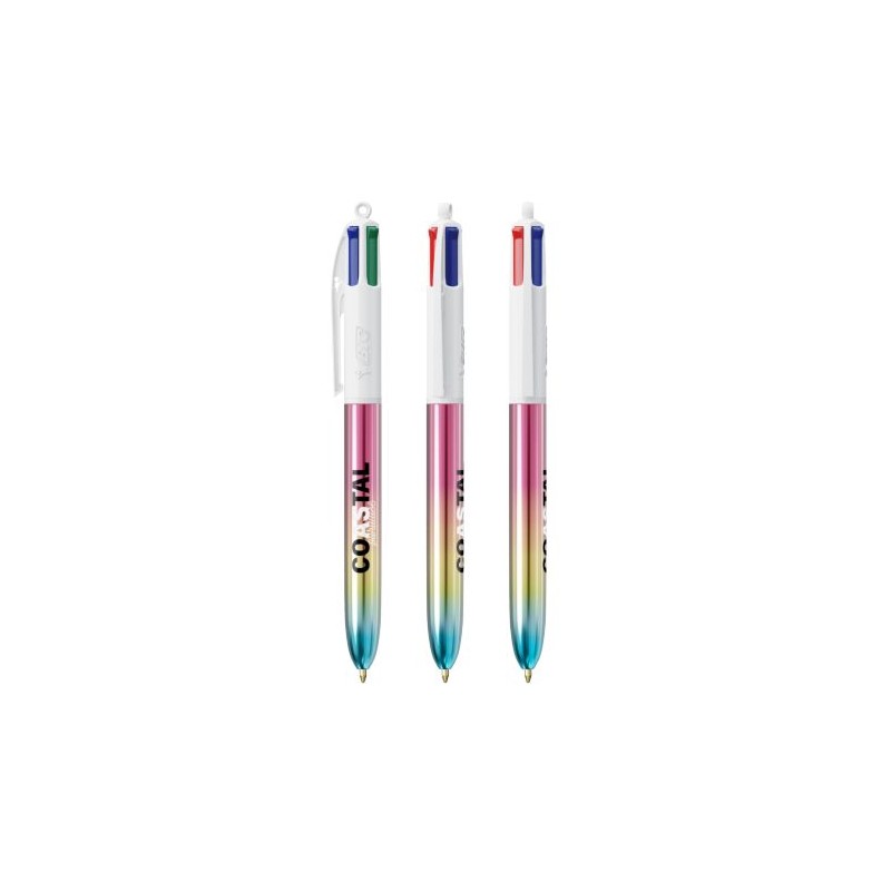 Stylo Multicouleurs Personnalisé Éco-responsable 4 Couleurs Gradient BIC® Matières : plastique Couleurs : turquoise