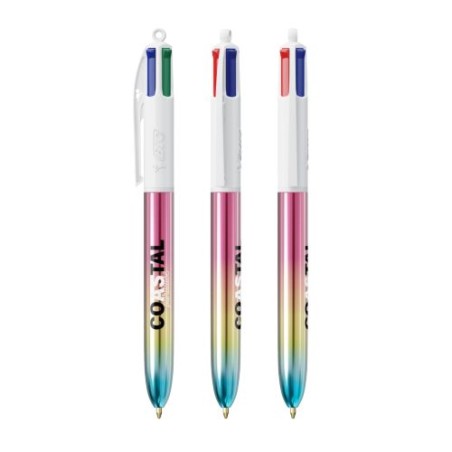 Stylo Multicouleurs Personnalisé Éco-responsable 4 Couleurs Gradient BIC® Matières : plastique Couleurs : turquoise