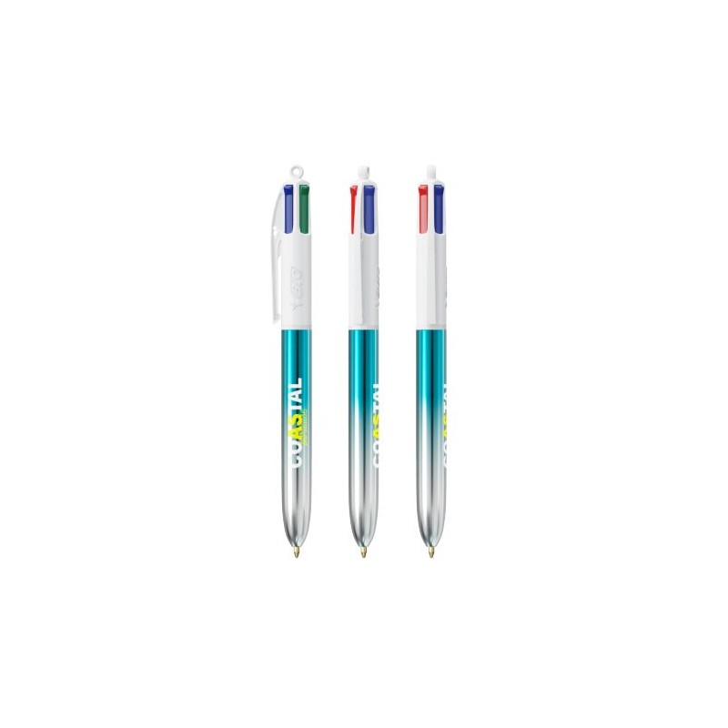 Stylos Bicolor 4 Couleurs® Personnalisés avec Lanière - BIC® Matières : plastique Couleurs : turquoise goodies entreprise design