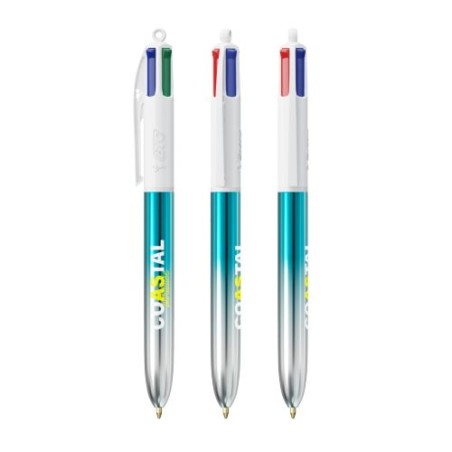 Stylos Bicolor 4 Couleurs® Personnalisés avec Lanière - BIC® Matières : plastique Couleurs : turquoise goodies entreprise design
