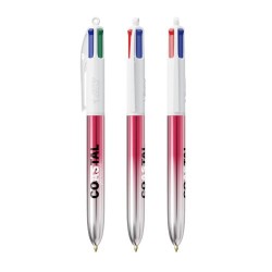 Stylo Publicitaire Bicolor à 4 Couleurs BIC® Matières : plastique Couleurs : argenté
