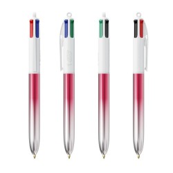 Stylo Publicitaire Bicolor à 4 Couleurs BIC® Matières : plastique Couleurs : argenté 2