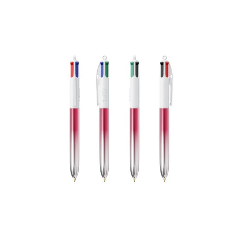Stylo Publicitaire Bicolor à 4 Couleurs BIC® Matières : plastique Couleurs : argenté livraison express 24h 48h