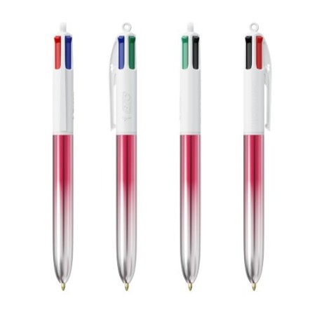 Stylo Publicitaire Bicolor à 4 Couleurs BIC® Matières : plastique Couleurs : argenté livraison express 24h 48h