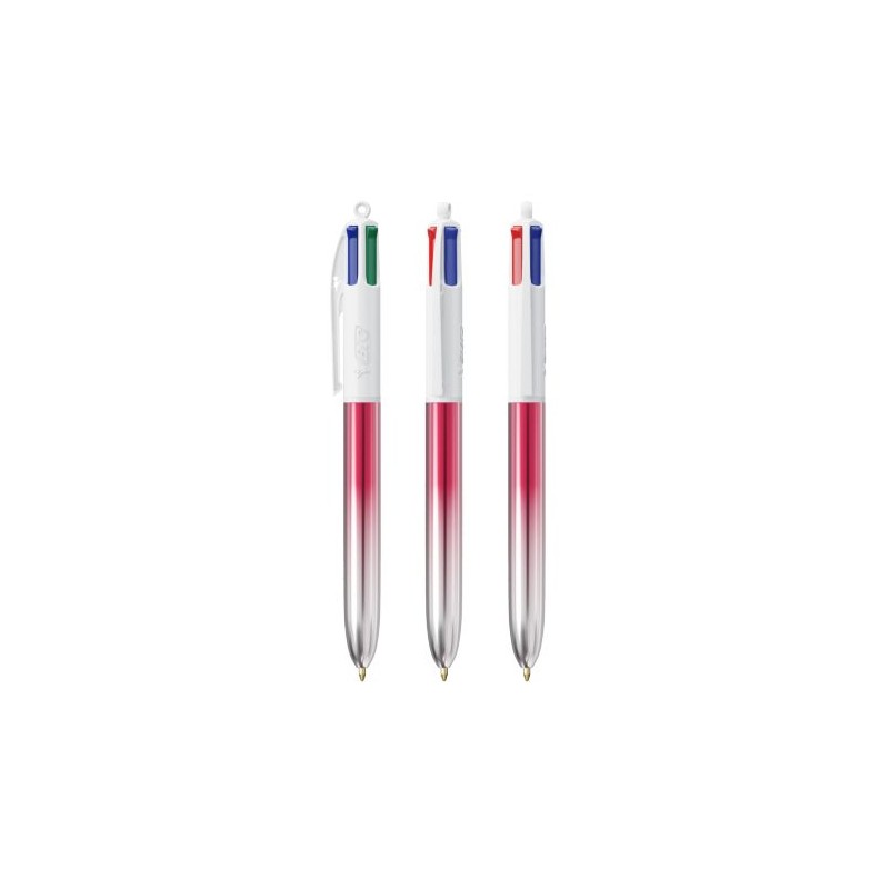 Stylo Publicitaire Bicolor à 4 Couleurs BIC® Matières : plastique Couleurs : argenté accessoire événementiel unique
