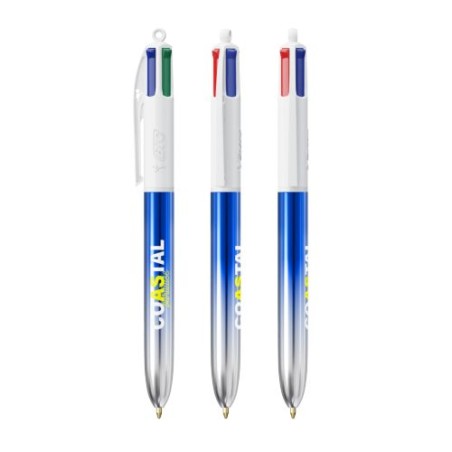 Stylo Publicitaire Bicolor à 4 Couleurs BIC® Matières : plastique Couleurs : bleu objet promotionnel éco-responsable