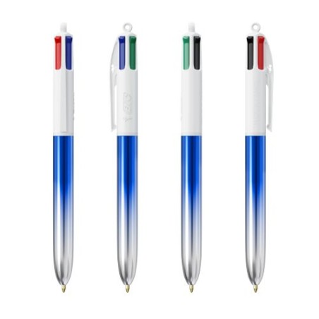 Stylo Publicitaire Bicolor à 4 Couleurs BIC® Matières : plastique Couleurs : bleu personnalisation rapide en France
