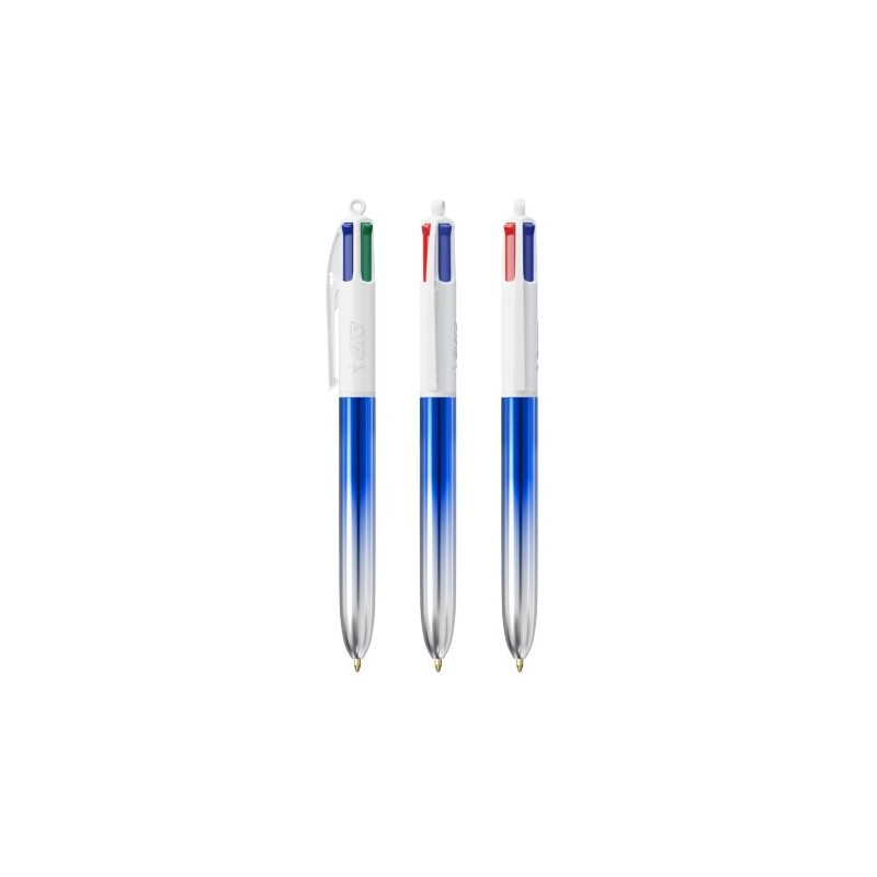 Stylo Publicitaire Bicolor à 4 Couleurs BIC® Matières : plastique Couleurs : bleu impression logo haute qualité