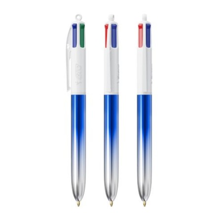 Stylo Publicitaire Bicolor à 4 Couleurs BIC® Matières : plastique Couleurs : bleu impression logo haute qualité
