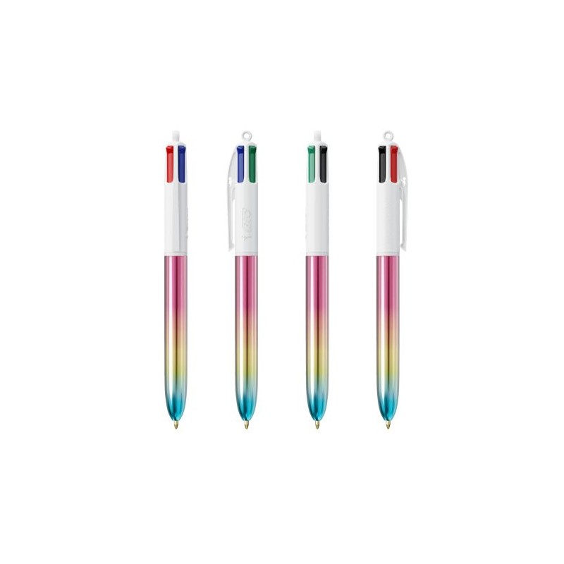Stylo Publicitaire Unique 4 Couleurs® Gradient avec Lanyard BIC® Matières : plastique Couleurs : turquoise personnalisable avec 