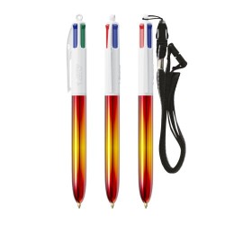 Stylo publicitaire 4 Couleurs® avec lanyard - Édition Flags BIC® Matières : plastique Couleurs : jaune 2