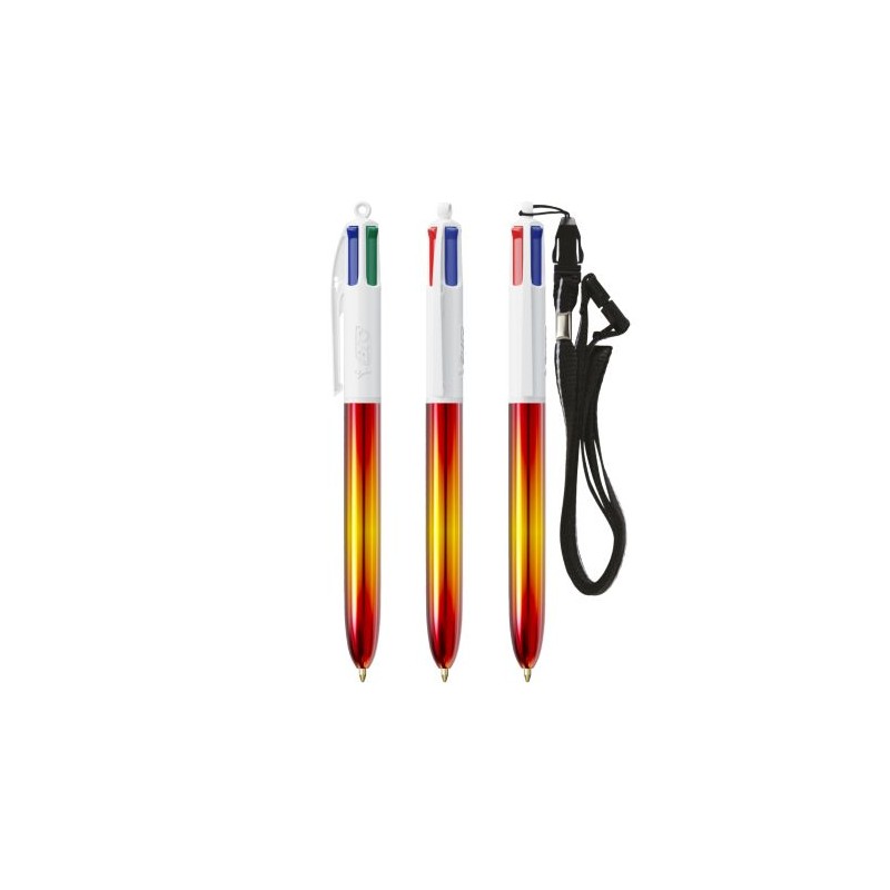 Stylo publicitaire 4 Couleurs® avec lanyard - Édition Flags BIC® Matières : plastique Couleurs : jaune cadeau collaborateur prem