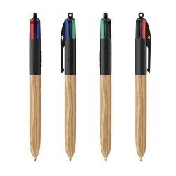 Stylo Éco-responsable 4 Couleurs en Bois avec Lanière BIC® Matières : plastique Couleurs : naturel 2