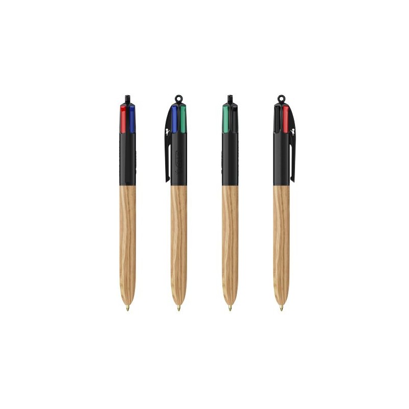 Stylo Éco-responsable 4 Couleurs en Bois avec Lanière BIC® Matières : plastique Couleurs : naturel personnalisation rapide en Fr