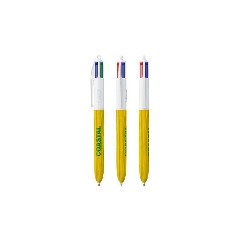 Stylo Éco-responsable 4 Couleurs en Bois avec Lanière BIC® Matières : plastique Couleurs : blanc cadeau collaborateur premium