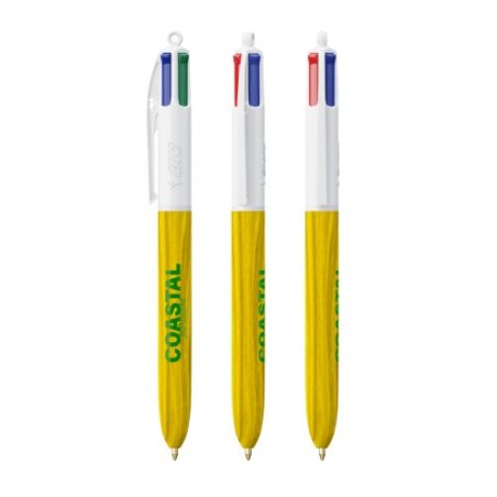 Stylo Éco-responsable 4 Couleurs en Bois avec Lanière BIC® Matières : plastique Couleurs : blanc cadeau collaborateur premium