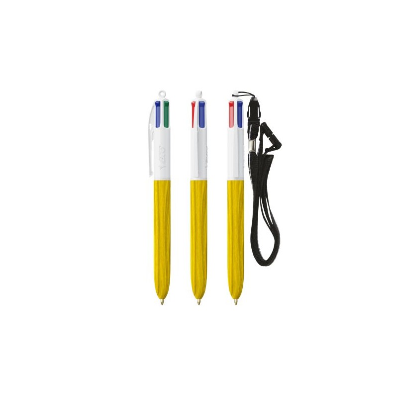 Stylo Éco-responsable 4 Couleurs en Bois avec Lanière BIC® Matières : plastique Couleurs : blanc cadeau affaires élégant