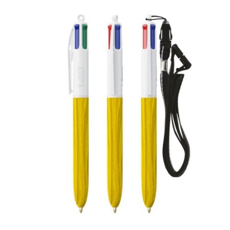 Stylo Éco-responsable 4 Couleurs en Bois avec Lanière BIC® Matières : plastique Couleurs : blanc cadeau affaires élégant