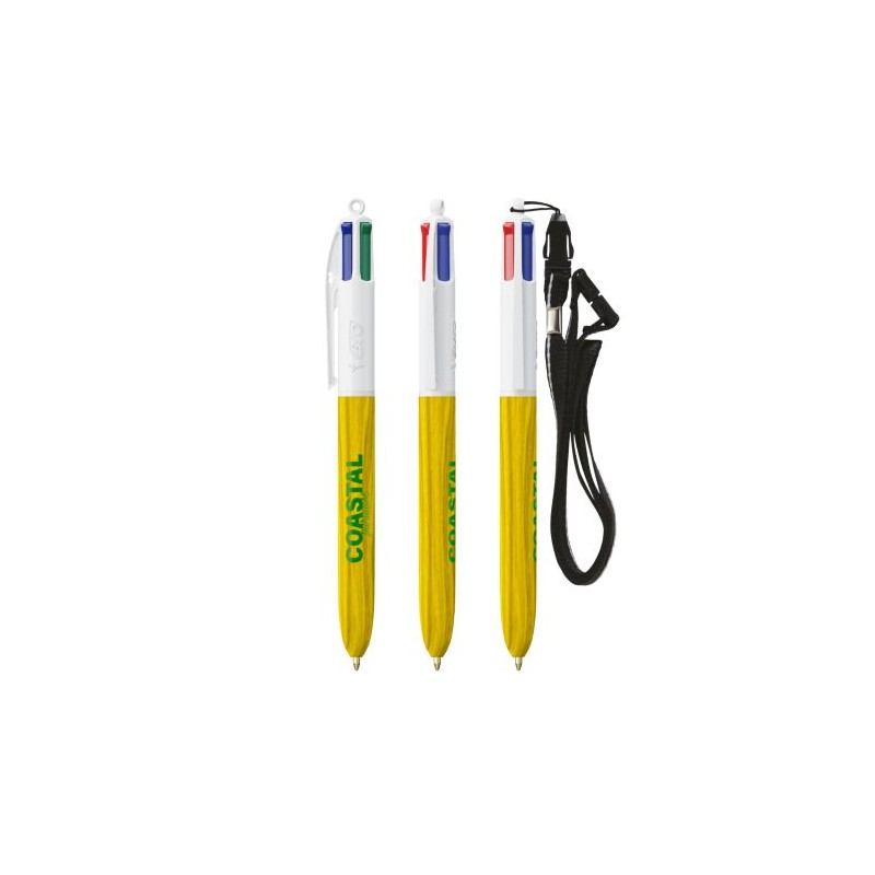 Stylo Éco-responsable 4 Couleurs en Bois avec Lanière BIC® Matières : plastique Couleurs : blanc personnalisable avec votre logo