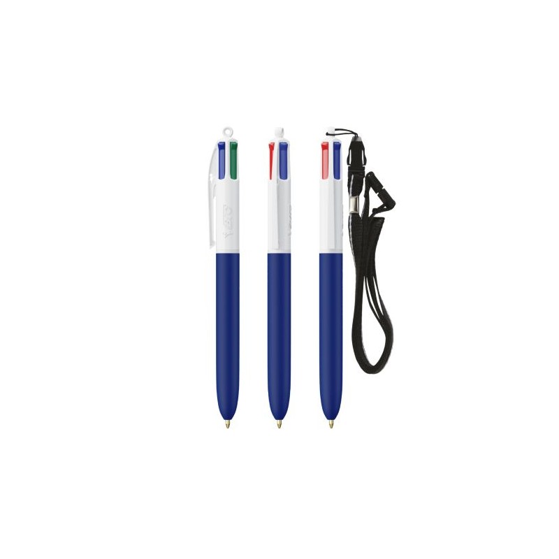 Stylo personnalisé multicouleurs avec lanyard BIC® 4 Couleurs Soft Matières : plastique Couleurs : blanc goodies entreprise desi