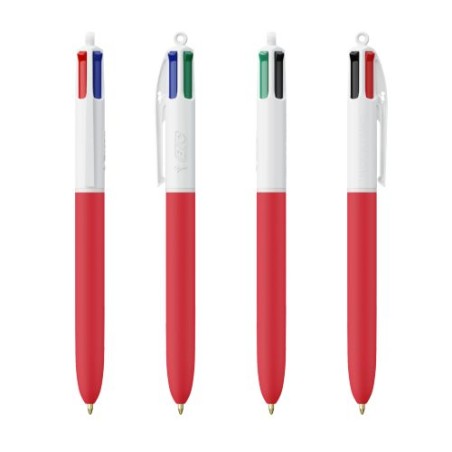Stylo personnalisé multicouleurs avec lanyard BIC® 4 Couleurs Soft Matières : plastique Couleurs : blanc livraison express 24h 4
