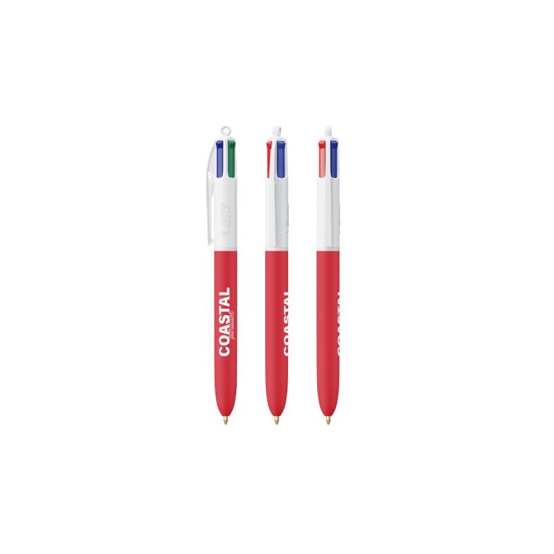 Stylo personnalisé multicouleurs avec lanyard BIC® 4 Couleurs Soft Matières : plastique Couleurs : blanc cadeau collaborateur pr