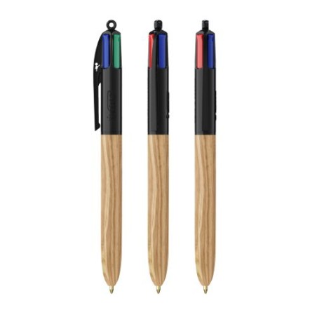 Stylo BIC® 4 Couleurs Wood Style - Élégance Durable