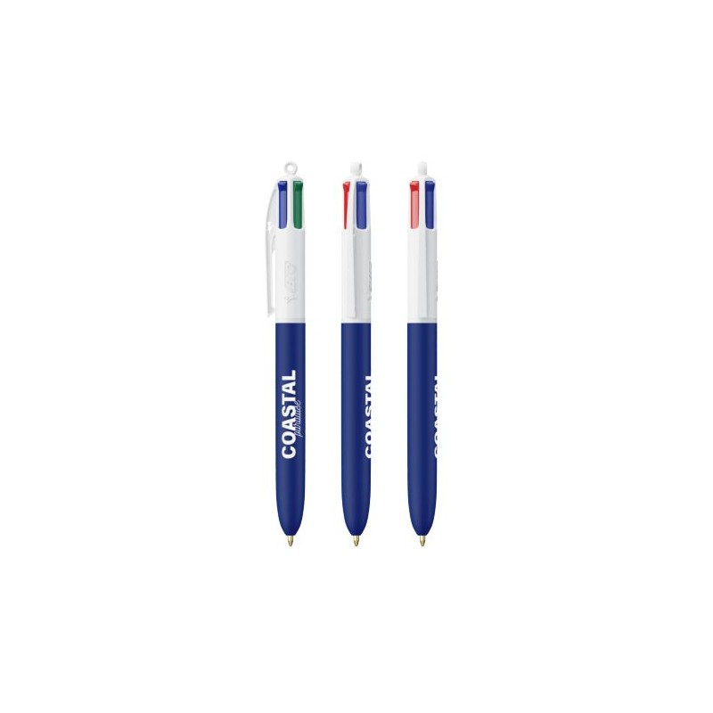 Stylo Éco-responsable Personnalisé 4 Couleurs Soft BIC® Matières : plastique Couleurs : blanc