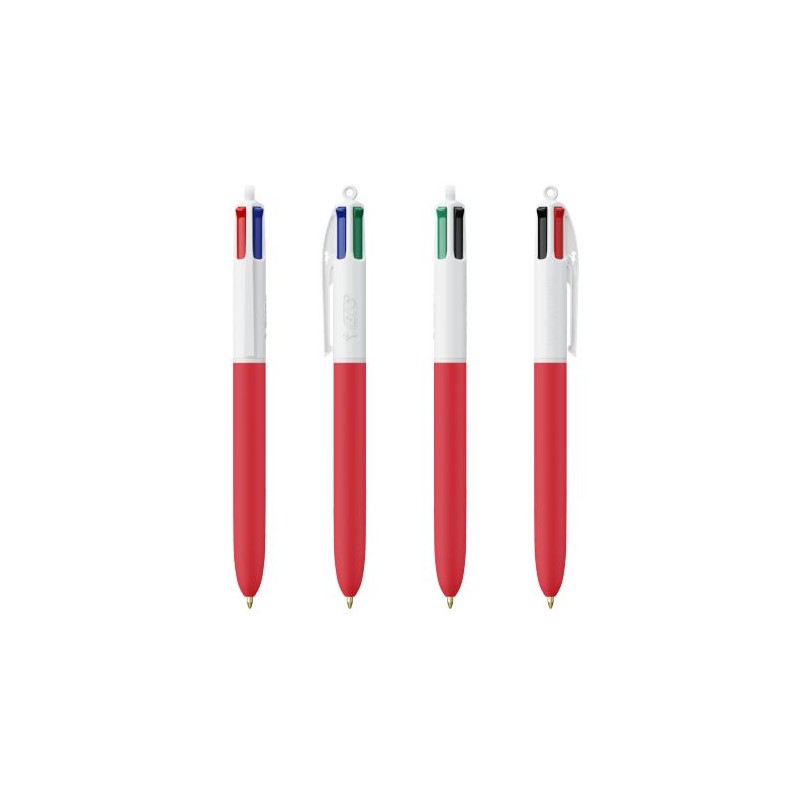 Stylo Éco-responsable Personnalisé 4 Couleurs Soft BIC® Matières : plastique Couleurs : blanc marquage laser ultra précis