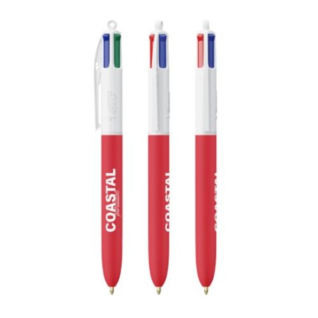 Stylo Éco-responsable Personnalisé 4 Couleurs Soft BIC® Matières : plastique Couleurs : blanc cadeau collaborateur premium