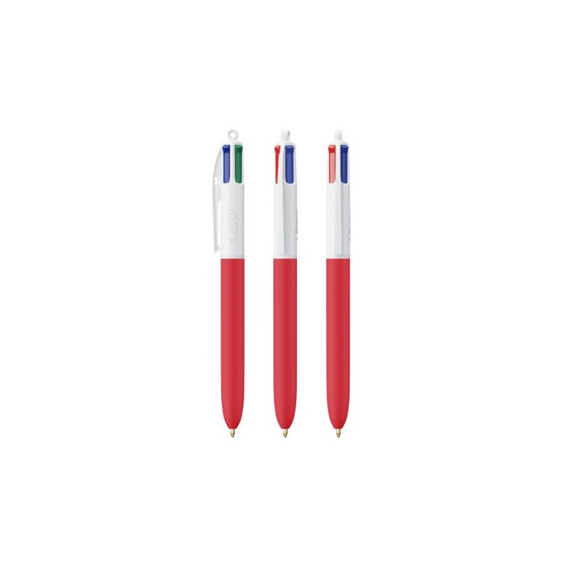 Stylo Éco-responsable Personnalisé 4 Couleurs Soft BIC® Matières : plastique Couleurs : blanc impression logo haute qualité