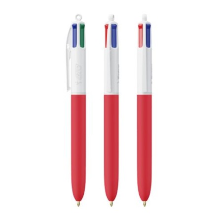 Stylo Éco-responsable Personnalisé 4 Couleurs Soft BIC® Matières : plastique Couleurs : blanc impression logo haute qualité