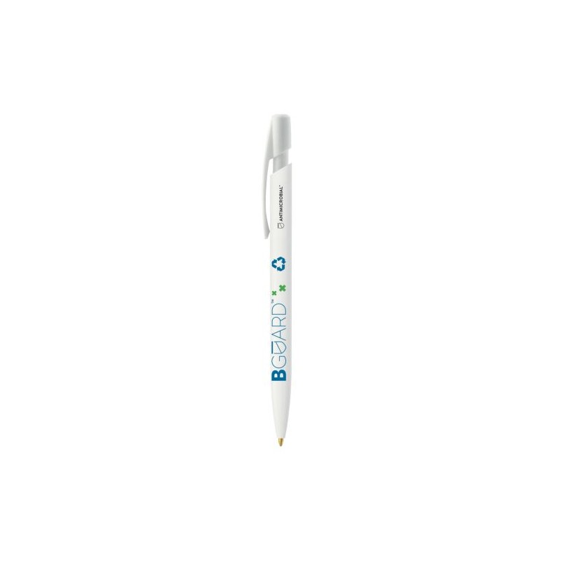 Stylo bille personnalisé antimicrobien  BIC® Media Clic BGUARD™ Matières : plastique Couleurs : blanc cadeau entreprise pas cher
