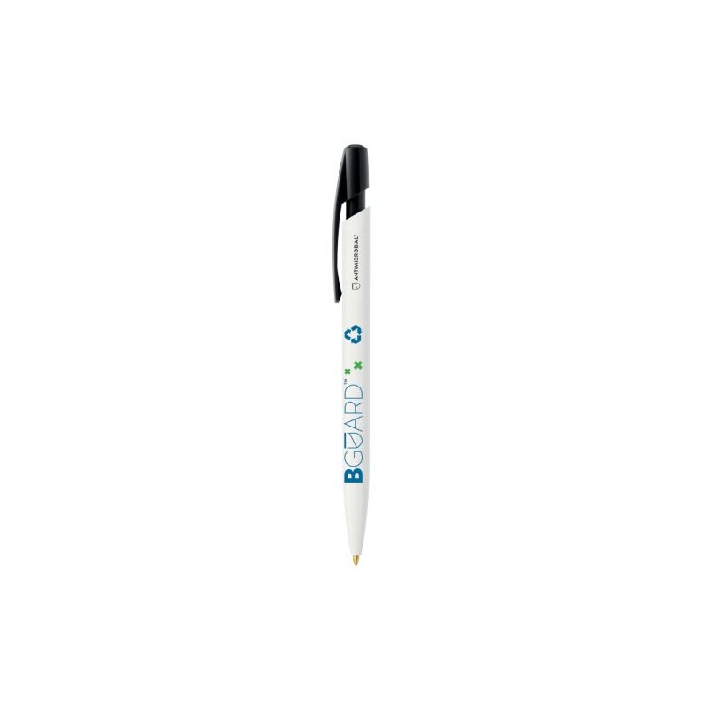 Stylo bille personnalisé antimicrobien  BIC® Media Clic BGUARD™ Matières : plastique Couleurs : blanc impression haute définitio